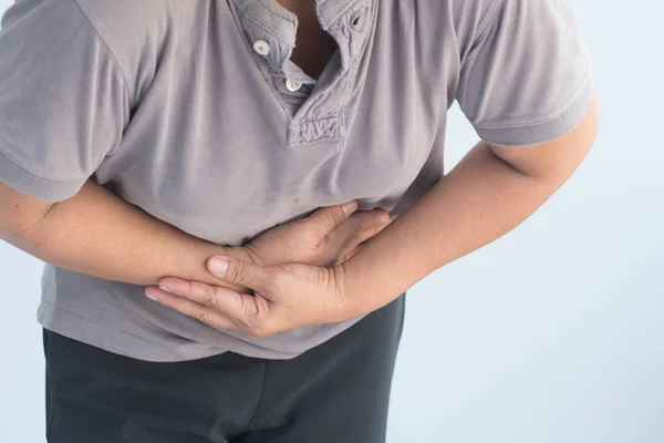 Idoso Doente Que Sofre Dor Estômago Diarréia Constipação Intoxicação Alimentar — Fotografia de Stock