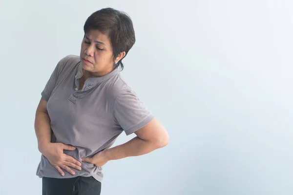 Sick Old Senior Woman Suffering Pelvic Pain Hip Stiffness Gout — Stock Photo, Image