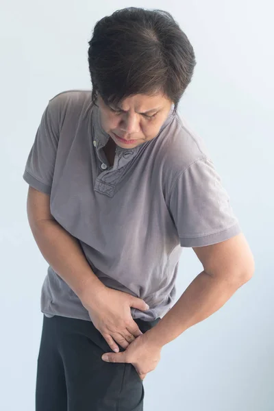 Sick Old Senior Woman Suffering Pelvic Pain Hip Stiffness Gout — Stock Photo, Image