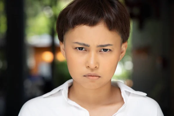 Pensive Thoughtful Lgbt Woman Thinking Portrait Unhappy Lgbt Girl Looking — Stock Photo, Image