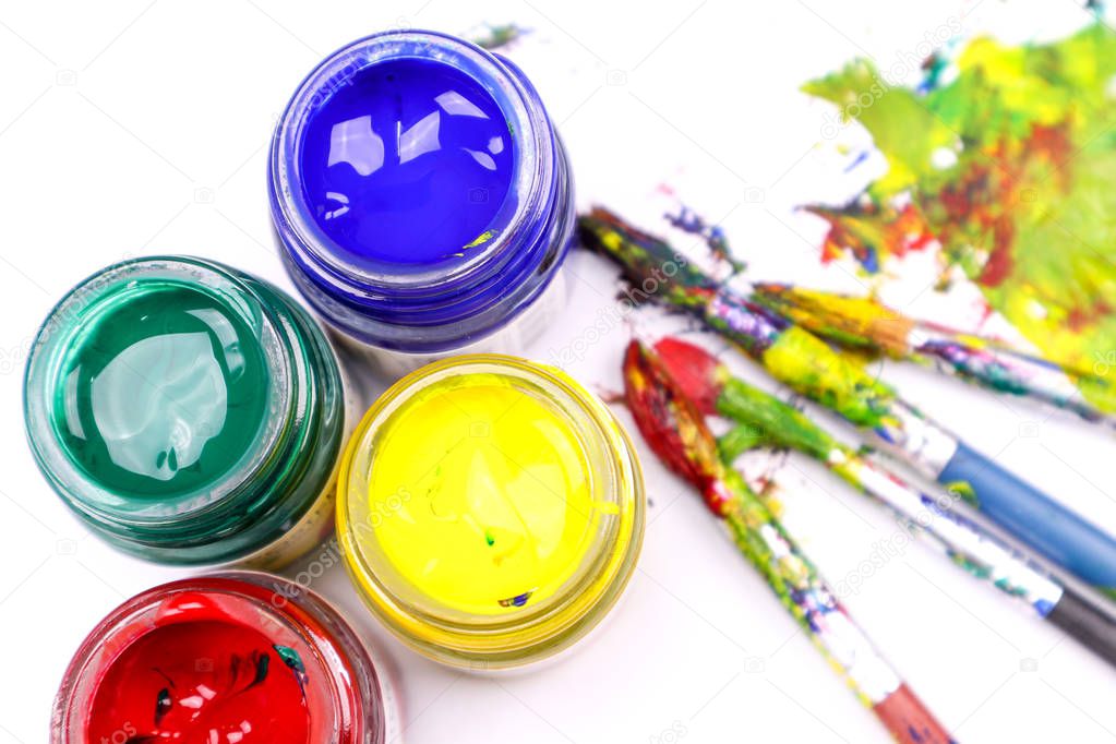 Colorful Paint Brushes with the Colors