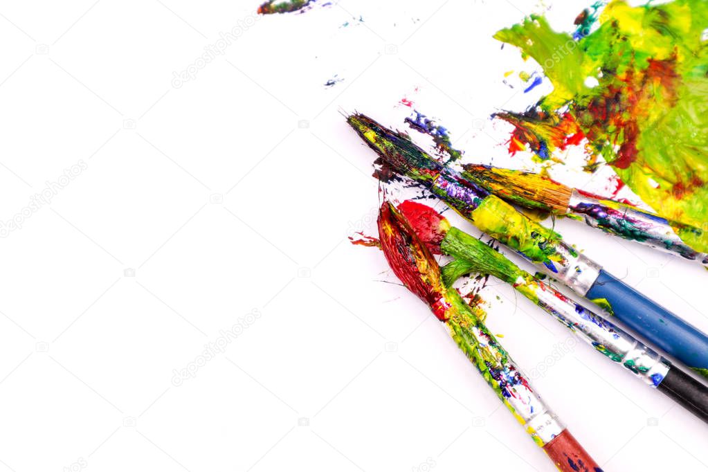 Colorful Paint Brushes with the Colors