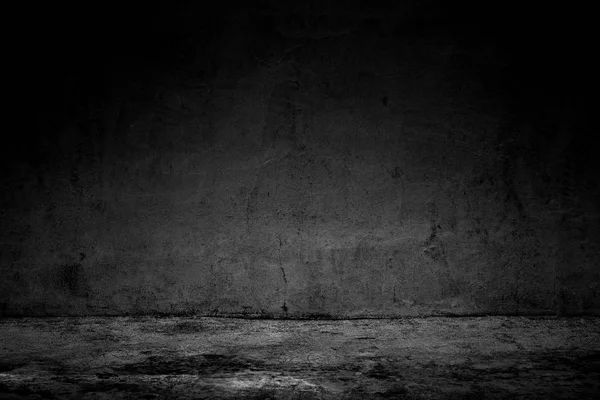 Abstracte Achtergrond Zwarte Kamer Donkere Betonnen Wand Vloer Stockfoto