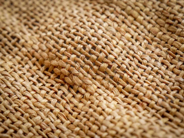 Nahaufnahme Von Braunem Sacktuch Textur Hintergrund Weicher Fokus — Stockfoto