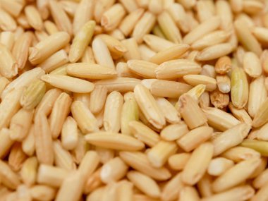 Ham kahverengi pirinç. üstten görünüm gıda arka plan dokusu