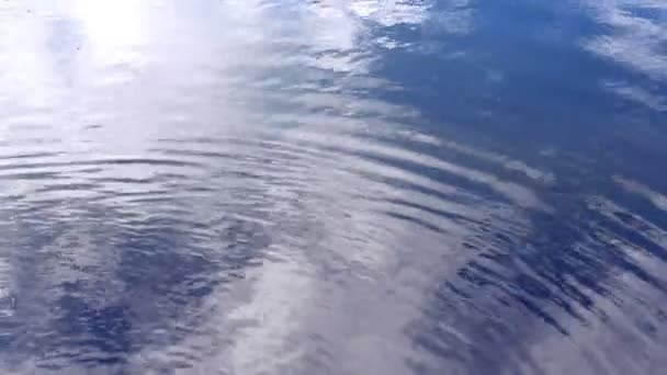 Abstrakte Wasserspiegelung Hintergrund Wolkenzweige Himmel Und Bäume Auf Einer Wasseroberfläche — Stockvideo