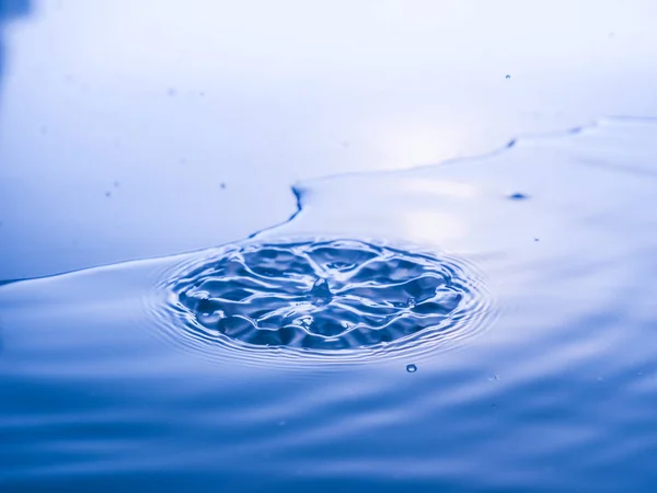 Close Drop Water Blue Background — Stock Photo, Image