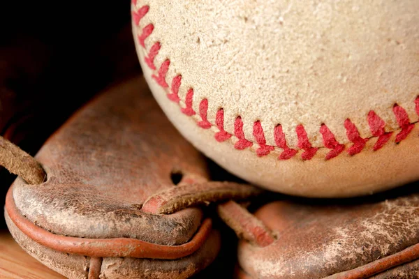 Sport Uitrusting Oude Honkbal Achtergrondstructuur — Stockfoto