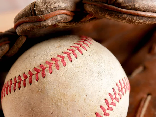 Sport Uitrusting Oude Honkbal Achtergrondstructuur — Stockfoto