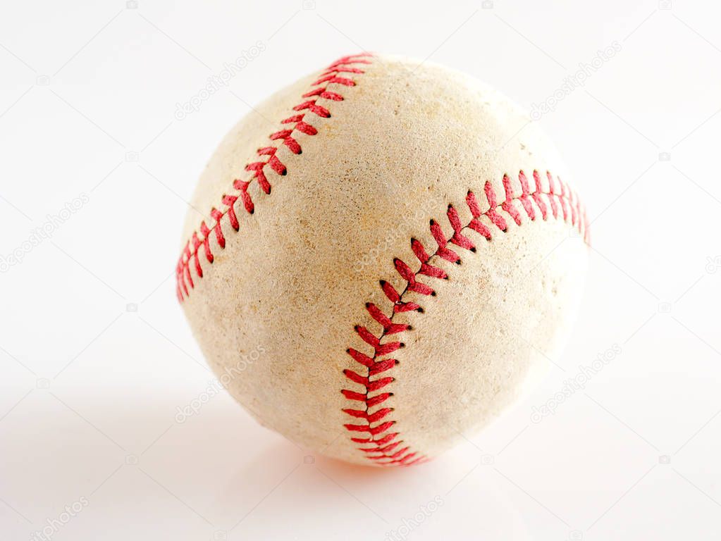 Sports Equipment old Baseball on white background