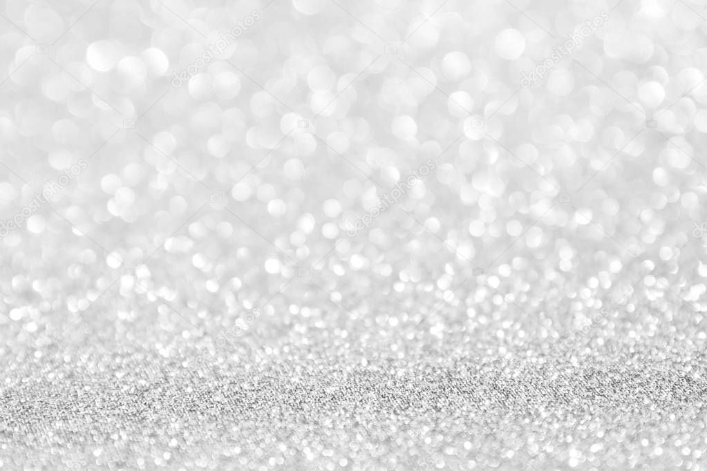 abstract background white Silver lights on christmas bokeh