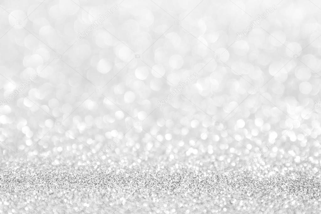 abstract background white Silver lights on christmas bokeh