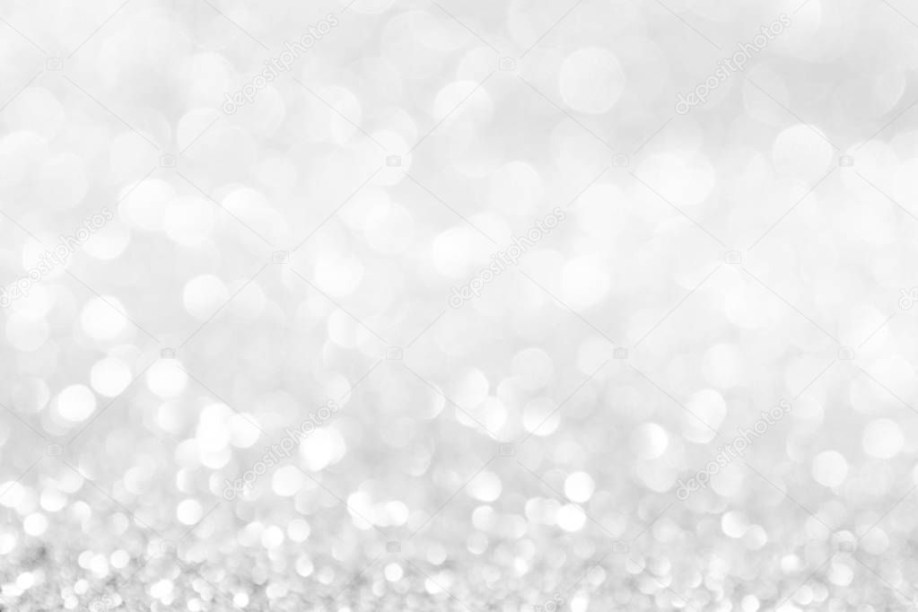 abstract background white Silver lights on christmas bokeh