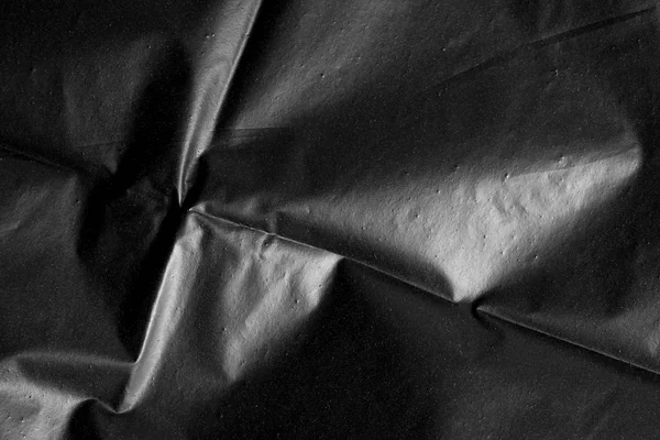 Abstrato Fundo Crumpled Plástico Filme Textura Preto Lixo Saco — Fotografia de Stock