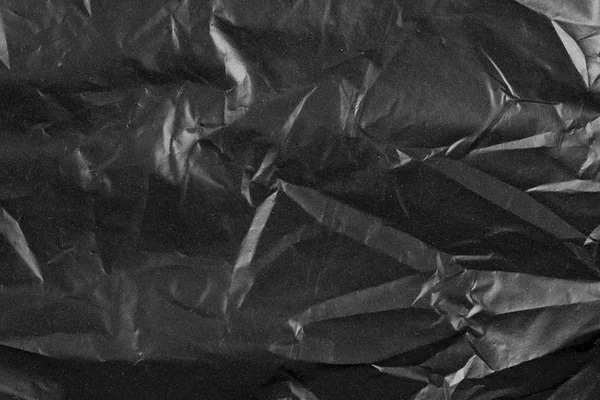 Fondo Abstracto Arrugado Película Plástico Textura Bolsa Basura Negro — Foto de Stock