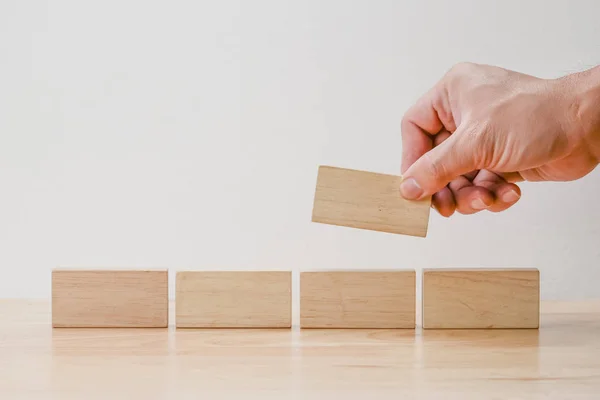 Business Finance Growing Profit Concept Hand Arranging Wood Block — Stock Photo, Image