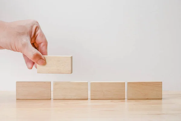 Business Finance Growing Profit Concept Hand Arranging Wood Block — Stock Photo, Image