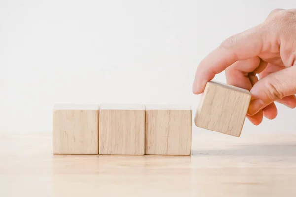 Business Finance Growing Profit Concept Hand Arranging Wood Block — Stock Photo, Image