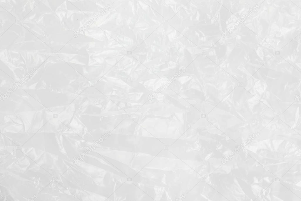 Abstract background crumpled plastic film texture white garbage bag