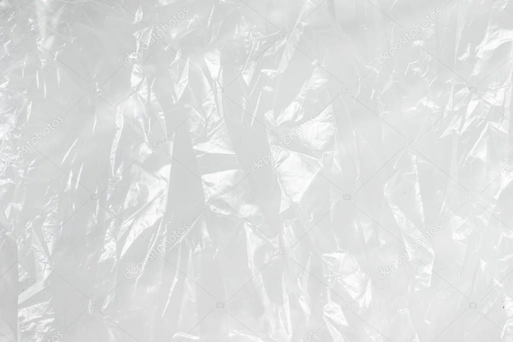 Abstract background crumpled plastic film texture white garbage bag