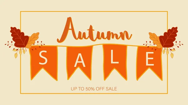 Podzimní Prodej Pozadí Výzdoba Listy Nákup Prodej Banner Pro Podzimní — Stockový vektor