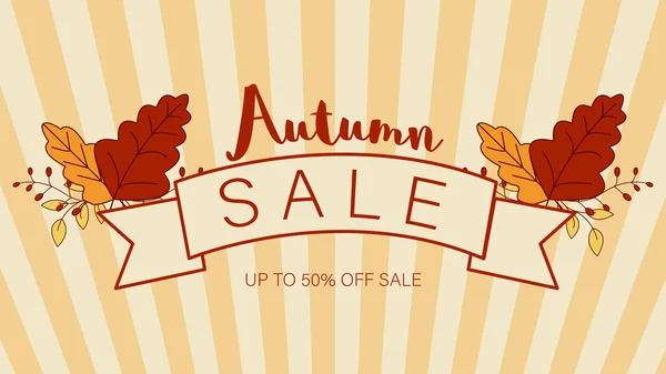 Autumn Sale Background Layout Decorate Leaves Shopping Sale Banner Autumn — Stock Vector