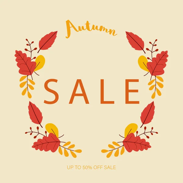 Autumn Sale Background Layout Decorate Leaves Shopping Sale Banner Autumn — Stock Vector