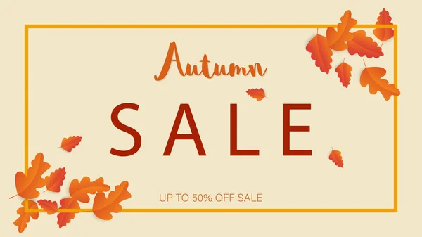 Podzimní Prodej Pozadí Výzdoba Listy Nákup Prodej Banner Pro Podzimní — Stockový vektor
