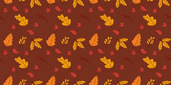 Naadloos Patroon Herfstbladeren Oranje Beige Bruin Geel Herfst Wenskaarten Herfst — Stockvector