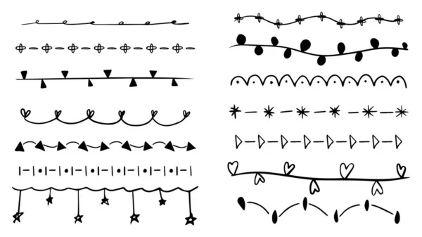 Handgezeichnete Vektorlinienrahmen Und Gestaltungsrahmen Vektorskizze Elemente Ornamente Für Bannerdesign — Stockvektor