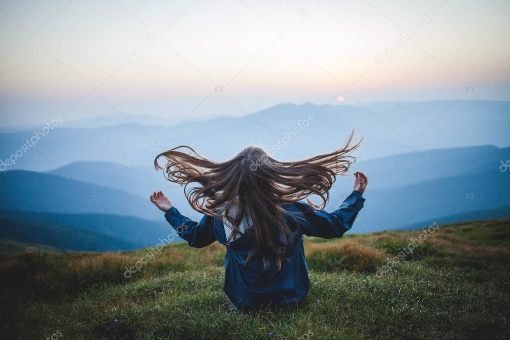 Girl in Beautiful Mountains