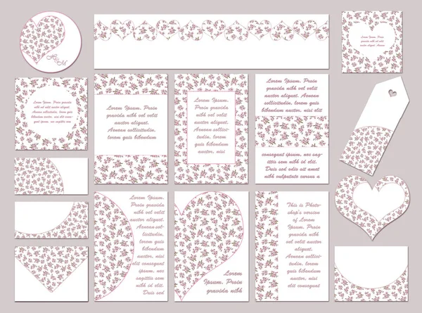 Set Pink Floral Pattern Templates Tags Labels Romantic Floral Design — Stock Photo, Image