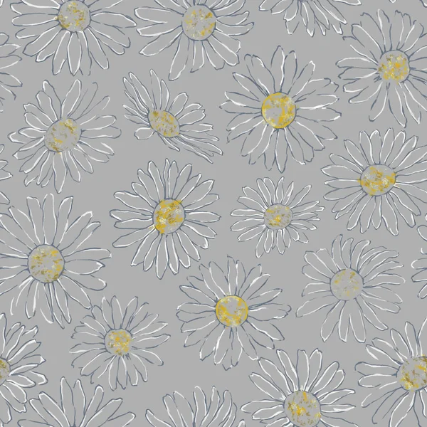 Daisy çizim için Seamless modeli Tan arka plan üzerinde. Papatya sorunsuz uyum Tan arka planda yazdırma, arka plan ve Tekstil için. Düğün, parti, olay ve rahat dekorasyon için sanatsal çiçek Seamless modeli.