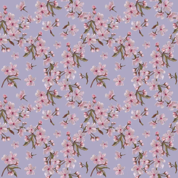 Gorgeous Pink Inflorescence Seamless Pattern. Springtime Continuous Floral  Design for Background, Print, Wrapping Paper, Wallpaper, and Fashion  Design. Stock Illustration