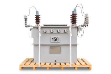 150 kVA dual voltage system (12000/24000 V) three phase CSP (completely self protected) type oil immersed transformers clipart