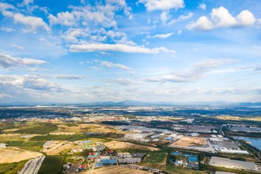 Kamera dron geliştirme ve fabrikalar ili Rayong, Tayland için alan üzerinden havadan görünümü