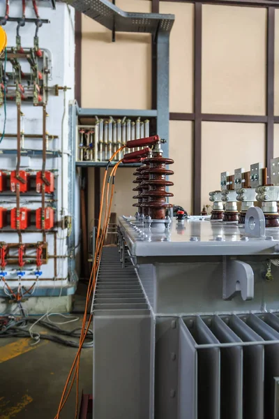 Three phase oil immersed transformer under load loss test (measurement), focusing on HV terminals which are connected to testing voltage (impedance voltage)