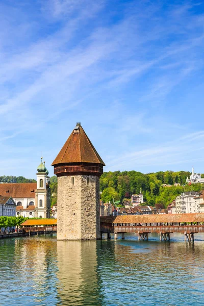 Sekizgen Kulesi Reuss Nehri Lucerne Sviçre Nin Başlıca Turistik Cazibe — Stok fotoğraf
