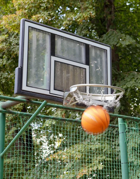 Panneau Basket Ball Avec Panier Balle Orange Plein Air — Photo