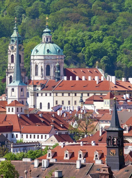 Tschechische Republik Prag Nicolas Kirche Und Dächer Des Unteren Viertels — Stockfoto