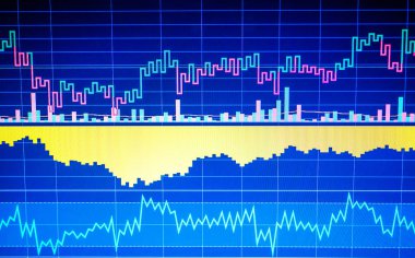 Finansal veriler bir monitörde. Borsa ve diğer finans Temalar, kapat