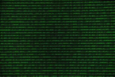 İkili sayılar, sıfırlar ve birler siyah arka plan, kesmek kavramı ve yeşil