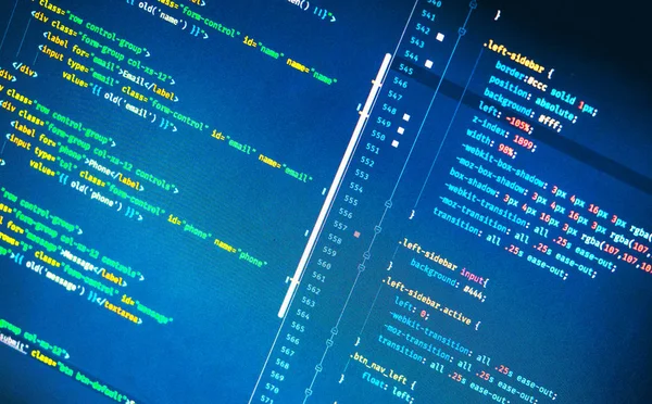 Css3 Code Auf Blauem Hintergrund Code Editor Nahaufnahme — Stockfoto