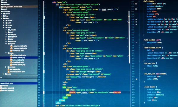 Php dili, mavi arka plan üzerinde renkli php kodu kullanarak sitesinin Web geliştirme