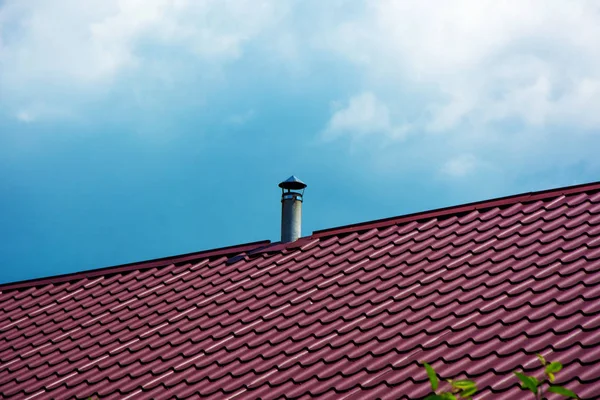 Chimney Tube Asbestos Cement Tileroof House Air Vent System Top — Stock Photo, Image