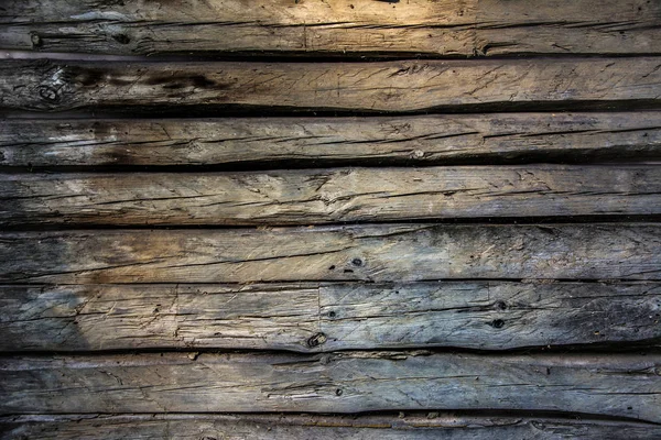 Starych Wiejskich Drewnianej Ścianie Tło Szczegółowe Poziome Deski Rustykalny Styl — Zdjęcie stockowe