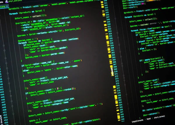 Web Desenvolvimento Site Usando Linguagem Php Linhas Codificação Php Verde — Fotografia de Stock