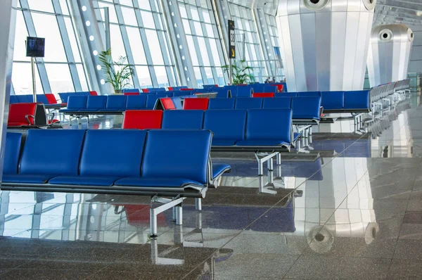 Rows Empty Passenger Seats Departure Lounge — Stock Photo, Image