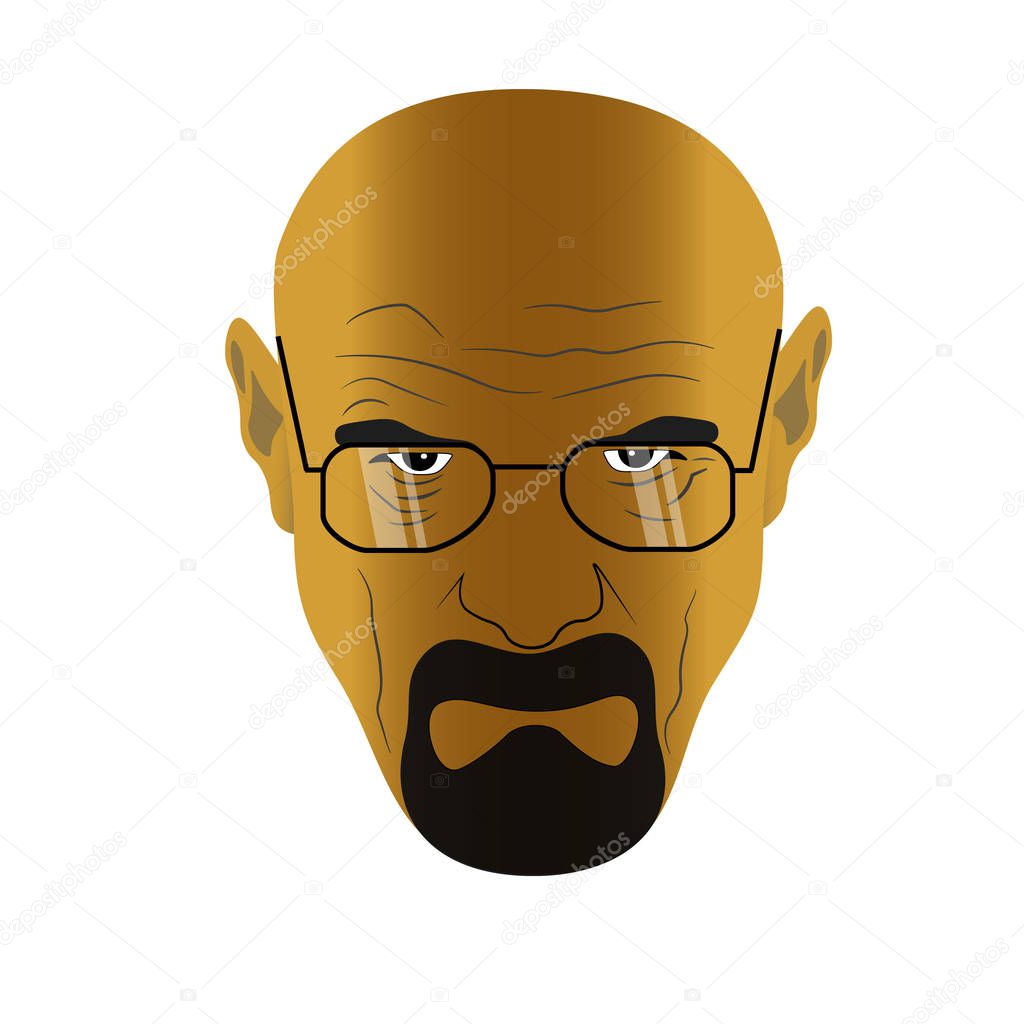 Face of heisenberg (Walter White) in glasses from Braking Bad serial