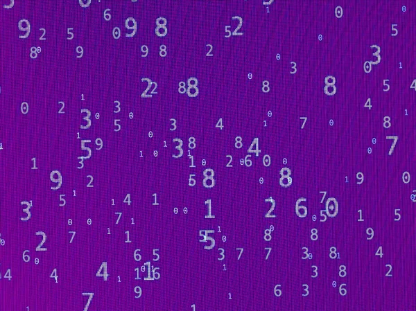 画面からキャプチャされた紫色の背景にランダムな数字 — ストック写真